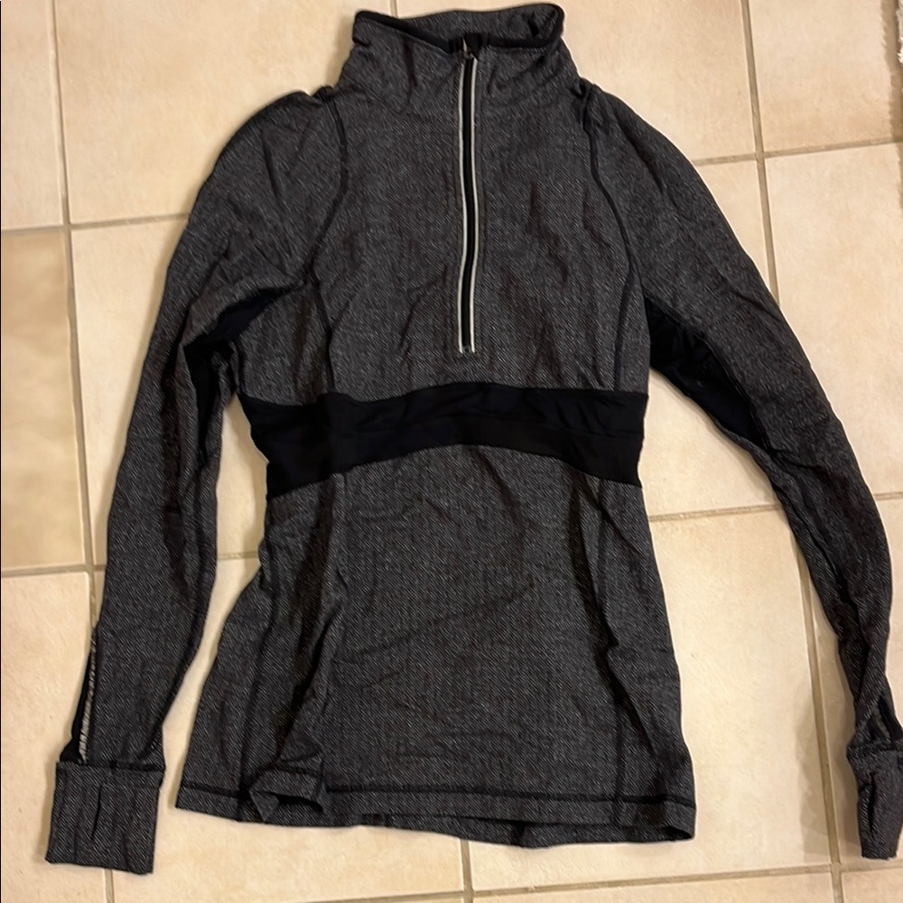 Lululemon Gray and Black Quarter-Zip Pullover